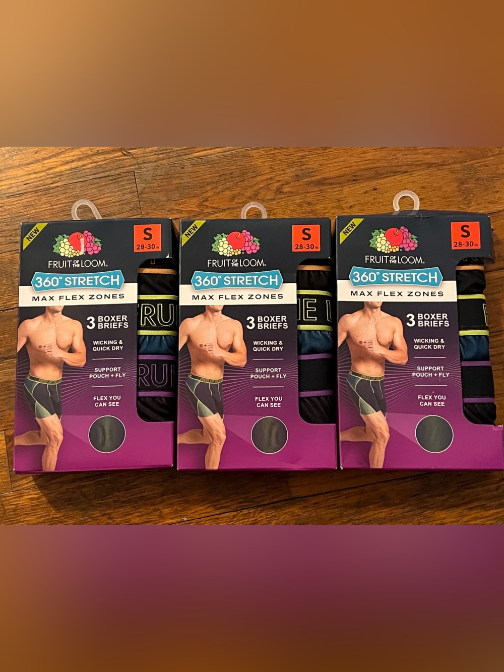 9 Pairs Fruit Of The Loom 360 Stretch Boxer Briefs Size Small (28-30) New